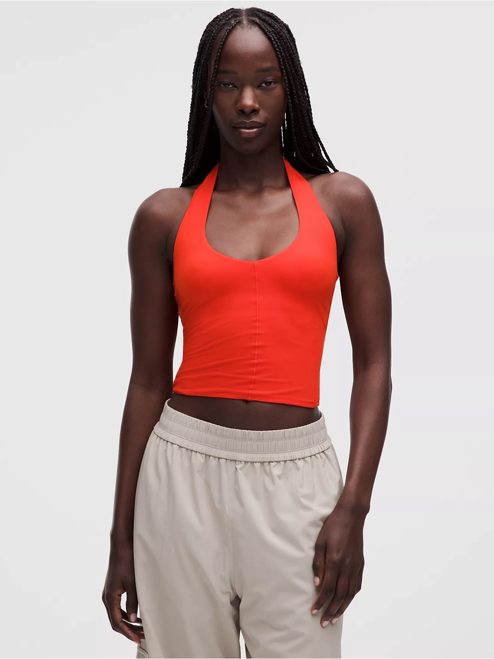 Lululemon Wundermost Ultra-Soft Nulu Halter Tank Top Cherry Ember Size S NWT